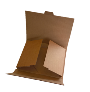 Die-cut corrugated cardboard box, folded